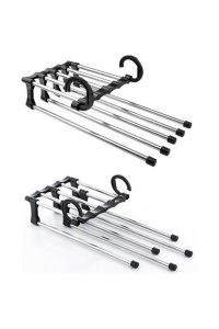 Set 2 umerase pliabile Tiessa pentru 10 perechi de pantaloni, 48 x 15 cm, negru - Img 2
