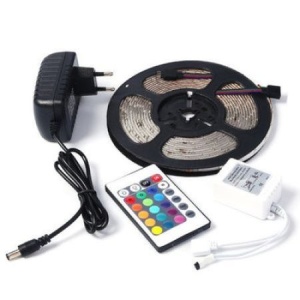 Set 2x Kit Banda LED MULTICOLOR - 5 metri + 2x telecomanda + 2x adaptor + 2x sursa