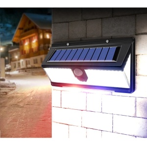 Set 3 lampi cu incarcare solara, K KATHODE, CL-S190, 190 x LED SMD, 18 leduri rosii/albastre, 4 moduri de functionare, senzor de miscare/amurg/stare de veghe, Negre - Img 2