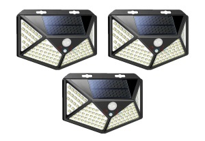 Set 3 lampi cu incarcare solara, senzor de miscare si amurg/lumina, stare de veghe, 3 moduri de iluminare, 114 x LED, K KATHODE