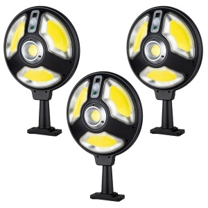 Set 3 x lampa stradala cu incarcare solara, 150 x LED COB, senzor de miscare/amurg/stare de veghe, buton ON/OFF, telecomanda T-906C K KATHODE - Img 2