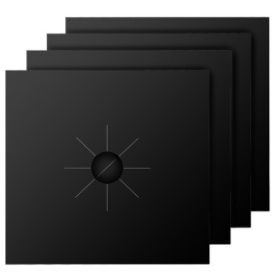 Set 4 bucati folie din teflon pentru aragaz sau plita, reutilizabile, 27 x 27 cm, negru