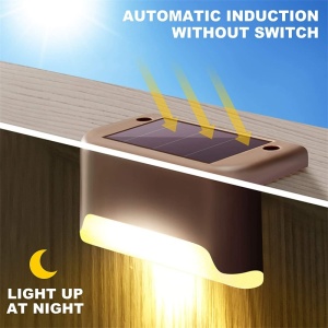 Set 4 lampi cu incarcare solara pentru scari/garduri, lumina de veghe, alb cald, senzor de lumina, IP65 K KATHODE - Img 4