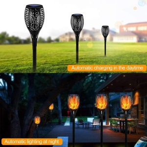 Set 4 lampi solare cu flacara, Impermeabila, Auto On / Off, Negru - Img 10