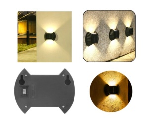 Set 4 Lampi solare de perete, 2 LED-uri, lumina calda, acumulator 700mAh - Img 3
