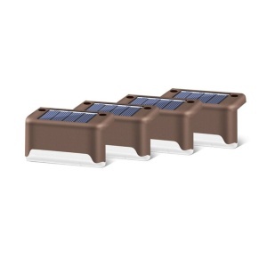Set 4 lampi solare pentru trepte, iluminare LED, Rezistent la apa IP65, 5W, 8x4.5x4.2 cm, VIELLAN, Maro - Img 2