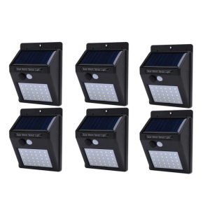 Set 6 lampi solare, Tiessa®, 30 de LED, senzor de miscare, 0.55W