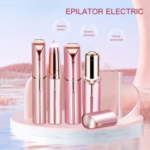 Set epilator facial si trimmer pentru sprancene, SIHOiSi, Lumina LED, Lame metalice, Rose Gold - Img 3