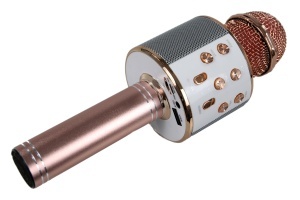Set - Microfon Karaoke Wireless cu Bluetooth, Soundvox™ WS-858 cu Boxa inclusa, Roz Pal + Suport Universal de Birou Pentru Tablete sau Telefoane