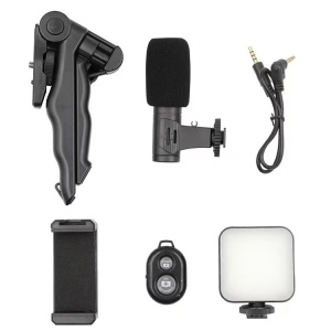 Set pentru vlogging/streaming, trepied, microfon, suport telefon, telecomanda bluetooth, lumina LED K KATHODE - Img 2
