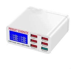 Statie de incarcare, USB 3.0 Fast Charger 6 porturi USB, afisaj digital, 6A 5V, K KATHODE - Img 2