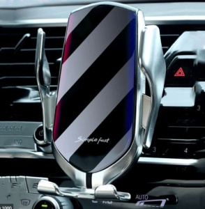 Suport auto cu incarcator wireless, Senzor Inteligent, Fast Charger 10 W, Prindere in grila ventilatie, Silver - Img 3