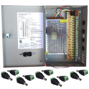 Sursa alimentare 12V/8.5Ah, Accesoriu supraveghere PXW cu Set 10 buc Mufe Alimentare Tata