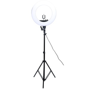 Trepied Lampa LED Circulara Profesional Make-up, Sedinta Foto, Lumina Calda/Rece, 28W, 35cm, Photo Studio, Selfie Telefon, Ring Light