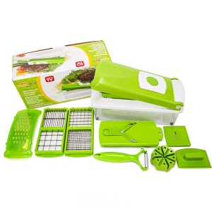 Aparat Multifunctional, Faintec Nicer, Pentru Feliat Fructe sI Legume, Vas Pentru Depozitare Inclus, 11 Moduri Diferite De Taiere, Plastic/ Inox, Verde - Img 6
