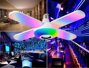 Bec LED, 4 elice, RGB, Boxa incorporata, bluetooth, telecomanda - Img 3