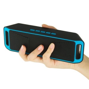 Boxa portabila Music 208 stereo, Bluetooth 4.0, megabass, IOS, Android, radio FM, Albastru/Negru - Img 2