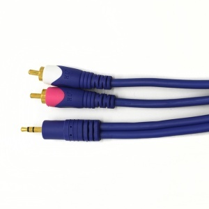 Cablu jack 3.5mm stereo tata la 2 x RCA tata, 1.5m, albastru, contacte aurite, manta siliconica - Img 6