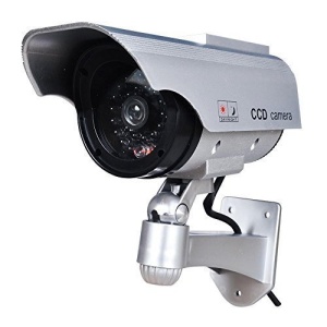 Camera de Supraveghere pentru Interior/Extrior Falsa , Alimentare Solara, Panou Solar Inclus, Lumina LED, Usor de montat si instalat, Design Ergonomic, Argintiu