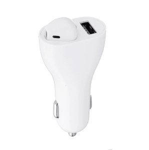 Casca bluetooth 2 in 1 KlaussTech, Incarcare auto, Incarcare rapida, Handsfree, Bluetooth 5.0, Touch control, Alb