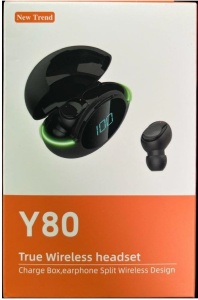 Casti Audio Y80, Wireless TWS, Rezistente la Apa IPX-4, Acumulator carcasa 200mah, Bluetooth V5.1, Afisare LED, Negru - Img 9