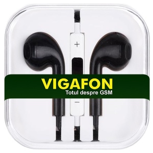 Casti VIGAFON MEGA BASS cu microfon model iPhone conector Jack 3,5mm, Black