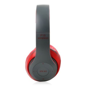 Casti wireless cu microfon si radio P15 rosu-gri, KATHODE - Img 2