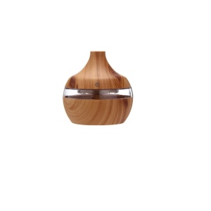 Difuzor aromaterapie cu ultrasunete si umidificator cu led, 300 ml, Rotund, Stejar Deschis