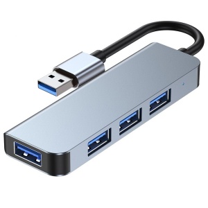 Hub USB 3.0 cu 4 porturi, conectare USB A, 5 Gbps, led indicator, gri mat K KATHODE