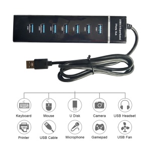 Hub USB 3.0 cu 7 porturi, 5 Gbps, led indicator, cablu 30 cm, negru K KATHODE - Img 3