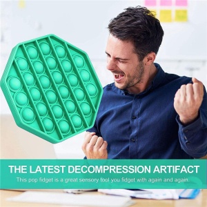 Jucarie antistres din silicon, ASKSA, Pop it now, culoare solida octogon, verde, 13 x 13 x 1.5 cm - Img 5