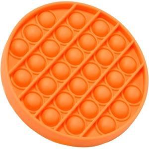 Jucarie antistres din silicon, ASKSA, Pop it now, culoare solida rotunda, portocale, 12.5 x 12.5 x 1.5 cm