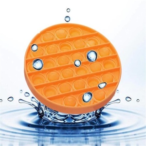 Jucarie antistres din silicon, ASKSA, Pop it now, culoare solida rotunda, portocale, 12.5 x 12.5 x 1.5 cm - Img 4