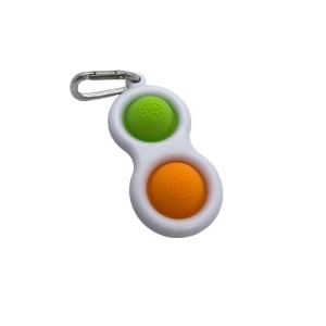 Jucarie antistres, Pop it, tip breloc, 8 cm, verde-portocaliu - Img 3