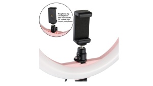 Lampa circulara profesionala Ring Light, suport telefon, telecomanda, inaltime trepied 210 cm, 11 trepte de iluminare, 3 moduri de lumina, circumferinta 20 cm, K KATHODE - Img 7