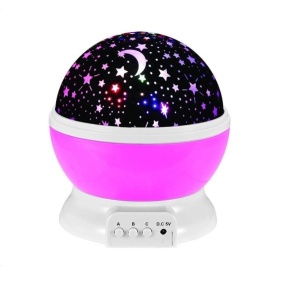 Lampa de veghe rotativa cu proiectie de stele si luna, culoare ROZ