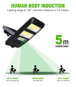 Lampa LED COB perete, solara, C-51, cu senzor 36smd/5500k - Img 6