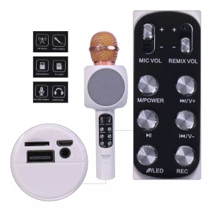 Microfon pentru karaoke, bluetooth, boxa 3W, radio FM, slotcard TF, USB, Android iOS