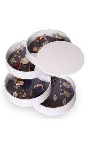 Organizator bijuterii, cutie depozitare, 5 straturi rotative, plastic ABS, 9.6x9.6x9.6cm