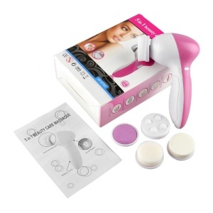 Perie Electrica Ingrijire Piele, Beauty Care Massager, pentru Fata si Corp, 5x Capete de Schimb, 2x Trepte de Viteza, Fara Fir, Culoare Roz - Img 11