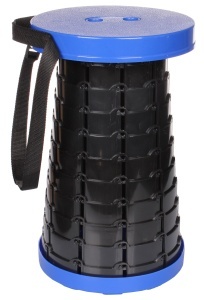 Scaun rotund telescopic, MAKS, portabil, retractabil, extensibil, pliant, pentru outdoor, camping, pescuit, albastru