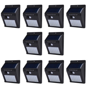 Set 10 lampi cu incarcare solara, cu senzori de amurg, miscare si lumina, 3 trepte de iluminare, 30 x LED, K KATHODE