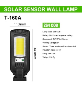 Set 2 x lampa stradala cu incarcare solara, 264 x LED COB, 3 moduri de functionare, buton ON/OFF, rotatie 360°, telecomanda inclusa, T-160A K KATHODE - Img 6