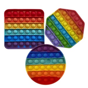 Set 3 Jucarii senzoriale antistres, Pop it now, forma cerc/patrat/octogon, Multicolor, 12.5 x 12.5 x 1.5 cm