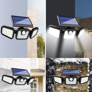 Set 3 x lampa tripla cu incarcare solara, rotatie 360°, cu senzori de amurg, miscare si lumina, 3 trepte de iluminare, 74 x LED K KATHODE - Img 4