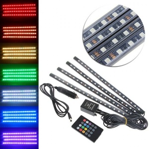 Set 4 benzi RGB auto pentru lumina ambientala, multiple culori, telecomanda - Img 6