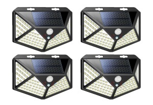 Set 4 lampi cu incarcare solara, senzor de miscare si amurg/lumina, stare de veghe, 3 moduri de iluminare, 114 x LED, K KATHODE
