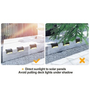 Set 4 lampi solare pentru trepte, iluminare LED, Rezistent la apa IP65, 5W, 8x4.5x4.2 cm, VIELLAN, Maro - Img 3