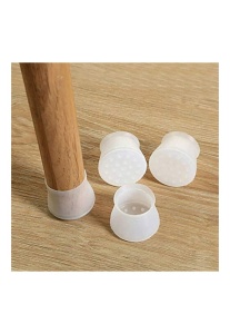 Set 4 protectii picioare scaun, universale din silicon, alb-transparent - Img 2