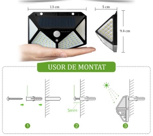 Set 7 lampi cu incarcare solara, cu senzori de amurg, miscare si lumina, 3 trepte de iluminare, 100 x LED, K KATHODE - Img 2